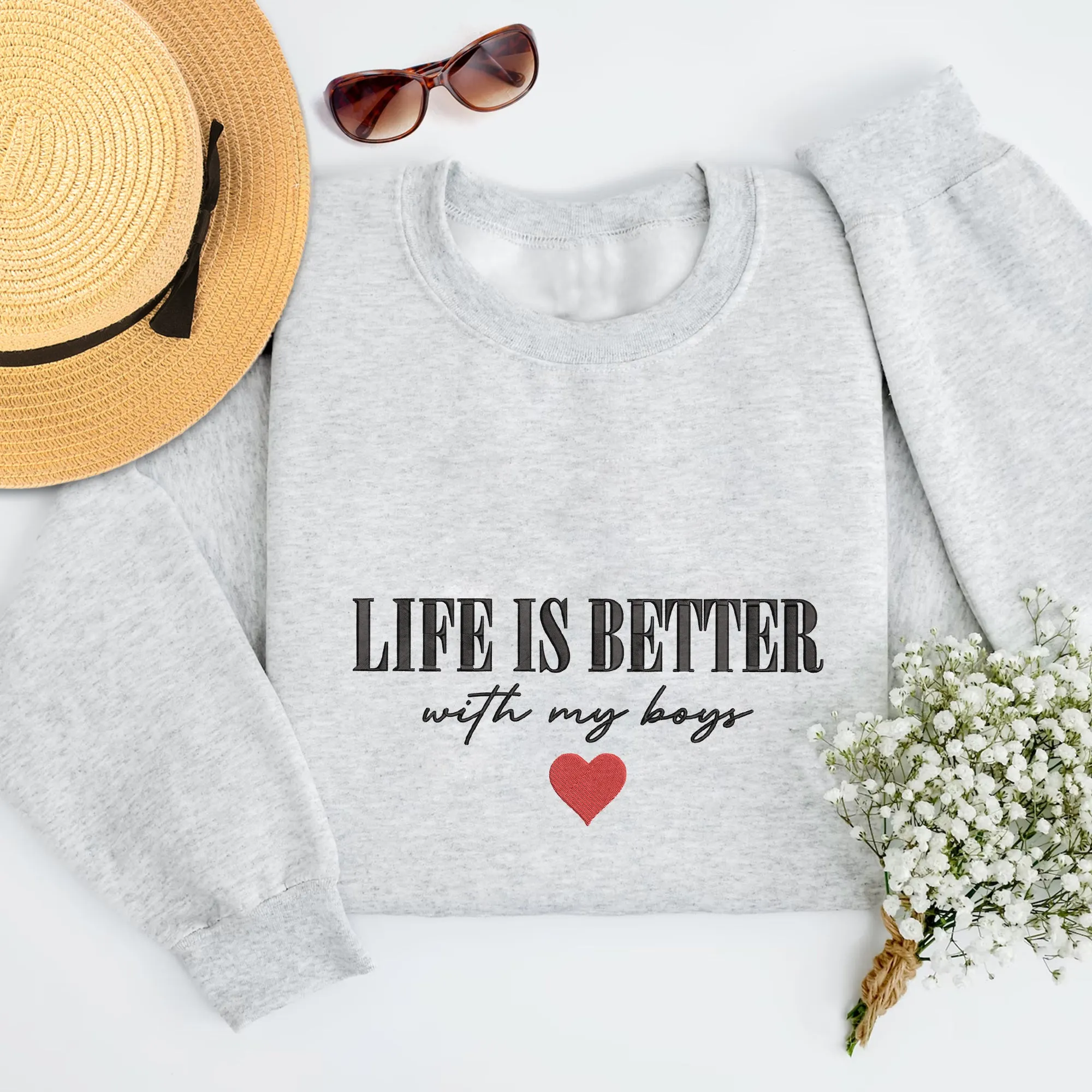 Life is Better With My Boys Sweatshirt Crewneck, Mom of Boys Sweatshirt