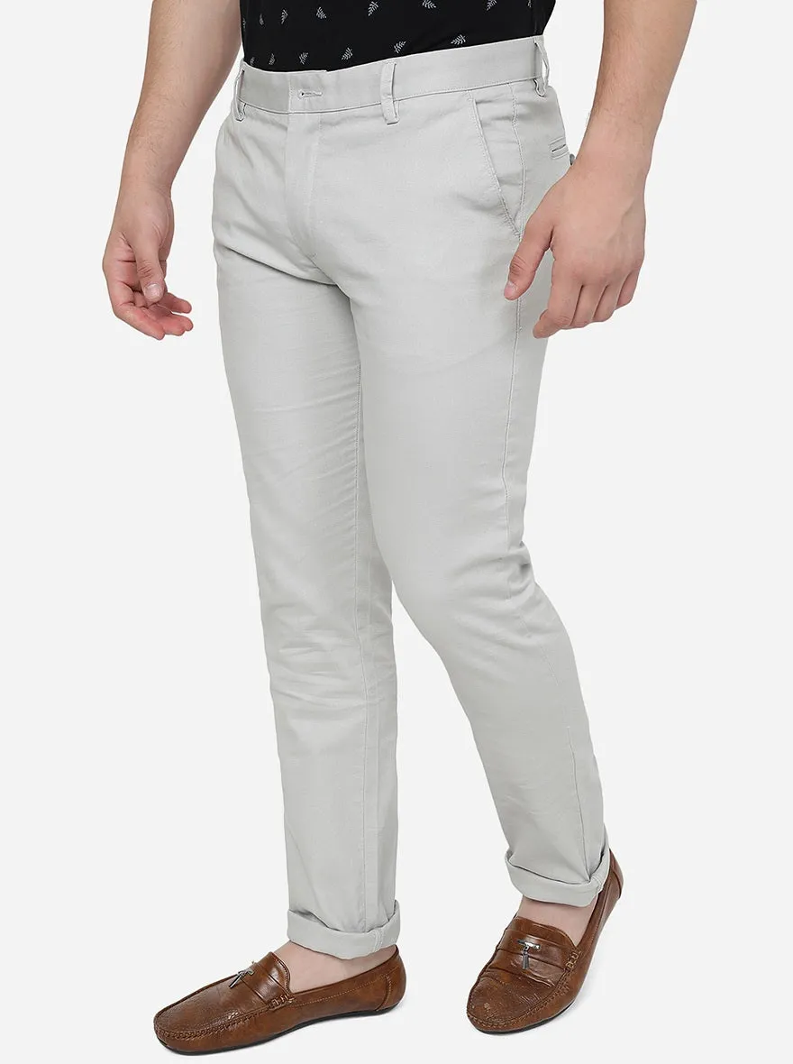Light Grey Solid Super Slim Fit Casual Trouser | Greenfibre