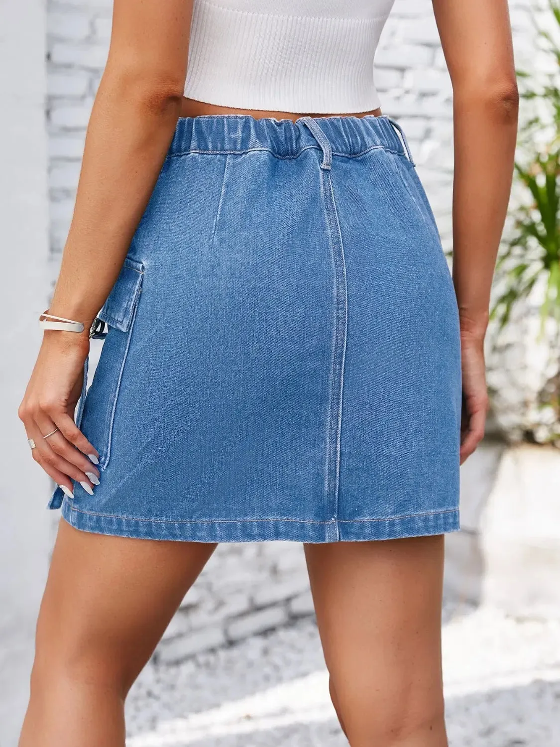 'Lilith' Buttoned Denim Skirt With Pockets