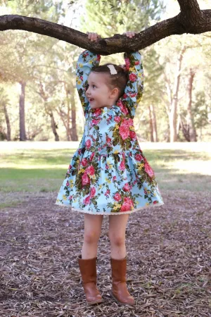 Long Sleeve Vintage Seaside Dress | Ocean Symphony