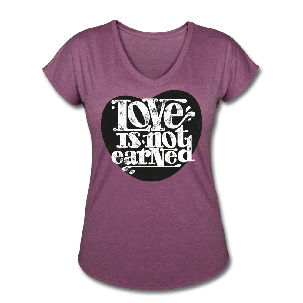 Love is Not Earned | Women's V-Neck T-Shirt | Agape Flashcards
