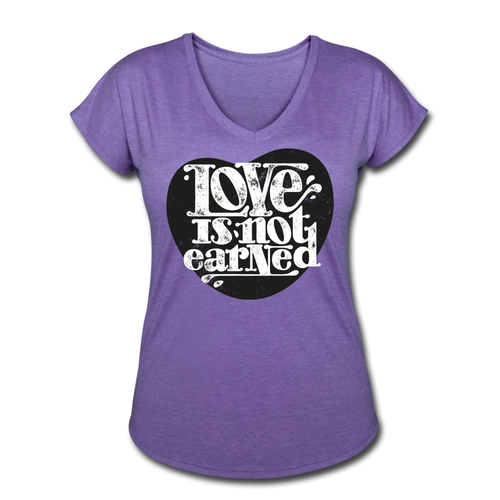 Love is Not Earned | Women's V-Neck T-Shirt | Agape Flashcards