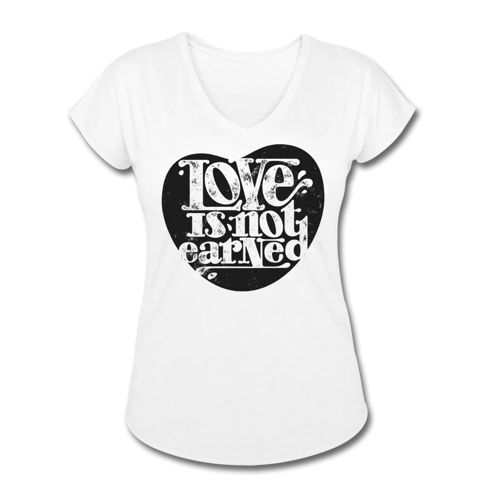 Love is Not Earned | Women's V-Neck T-Shirt | Agape Flashcards