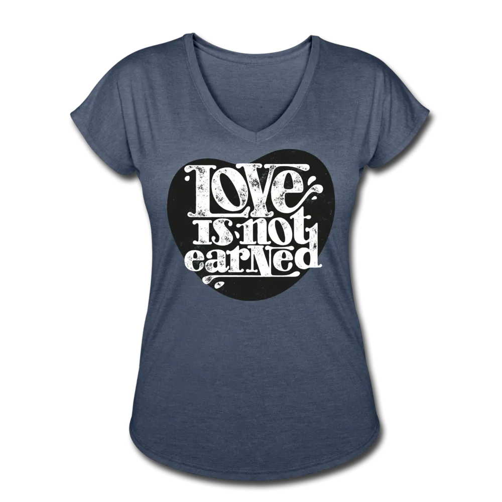 Love is Not Earned | Women's V-Neck T-Shirt | Agape Flashcards
