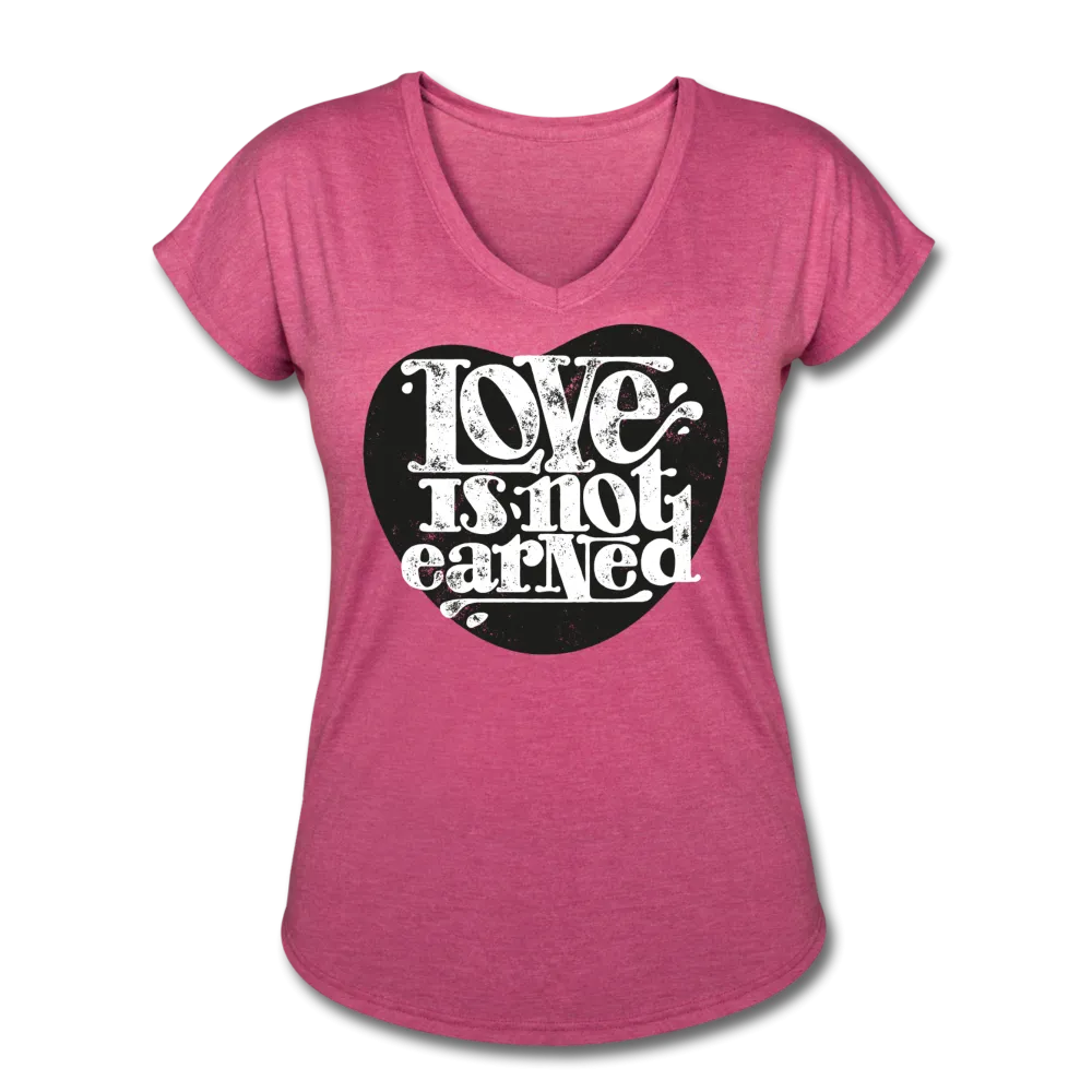 Love is Not Earned | Women's V-Neck T-Shirt | Agape Flashcards