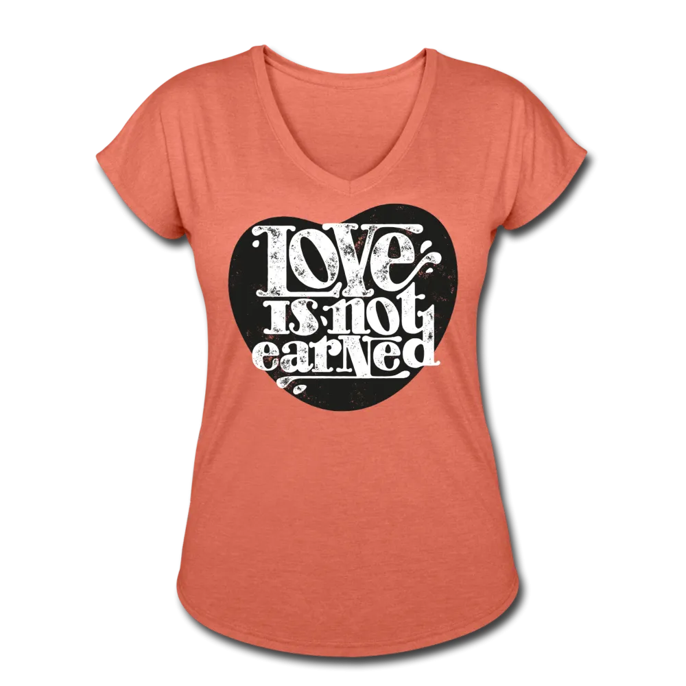 Love is Not Earned | Women's V-Neck T-Shirt | Agape Flashcards