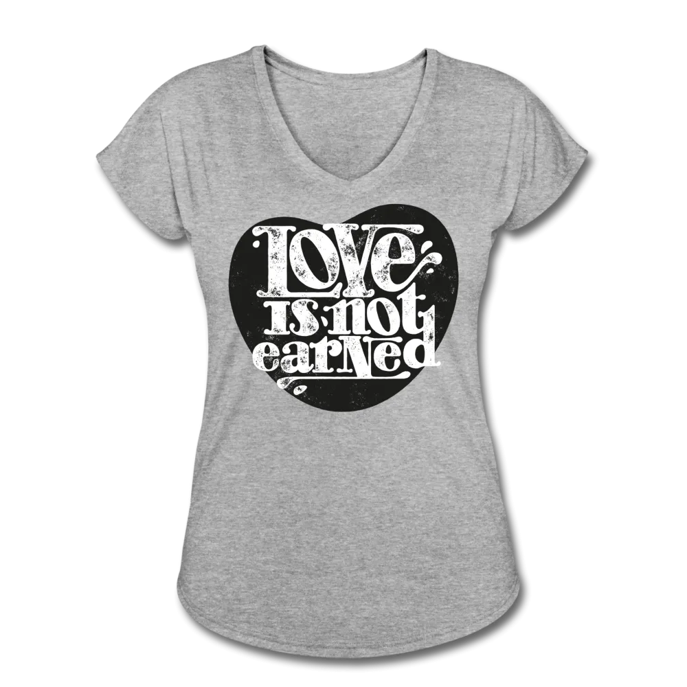 Love is Not Earned | Women's V-Neck T-Shirt | Agape Flashcards