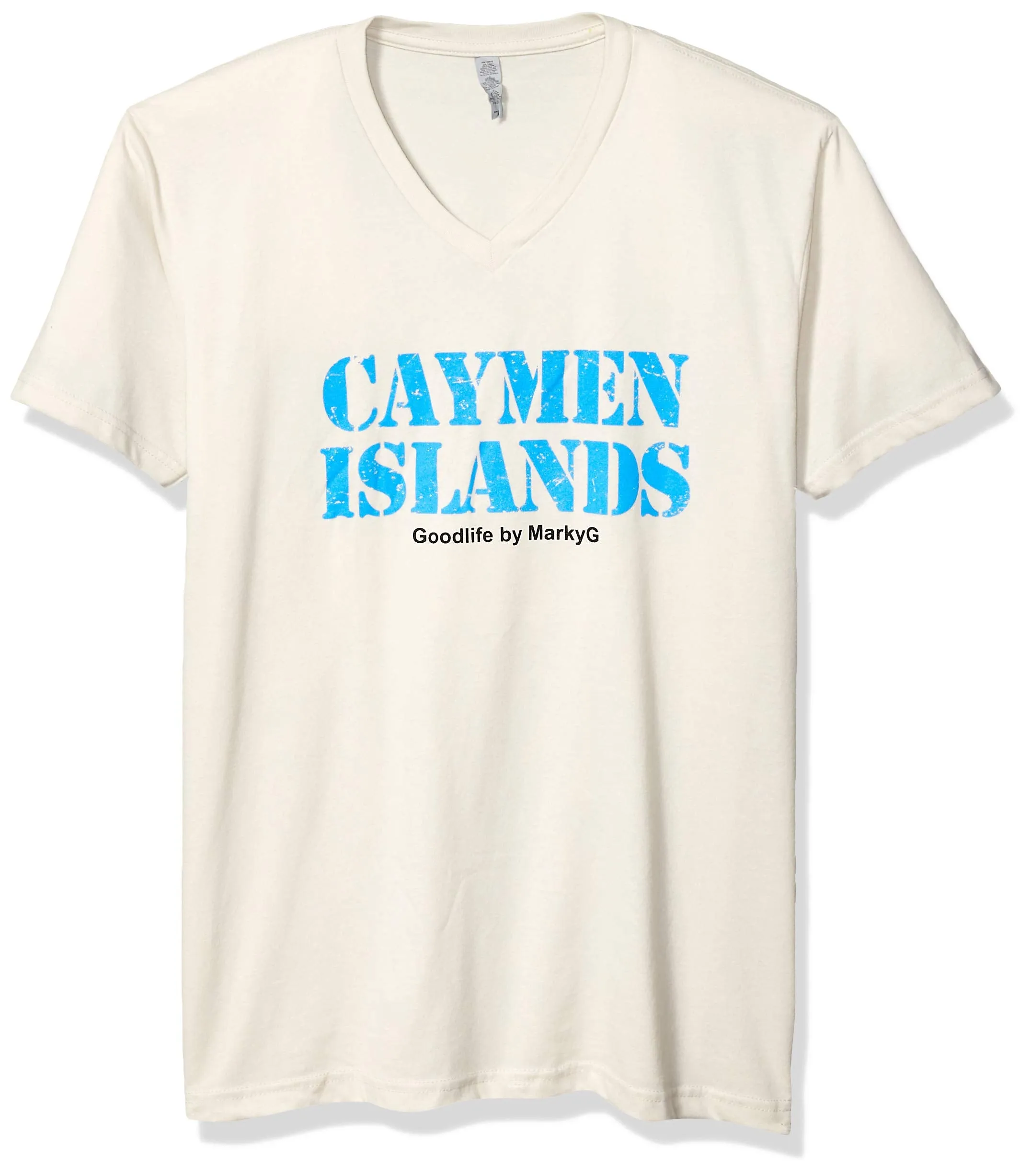 Marky G Apparel Men's Cayman Islands Graphic Printed Premium Tops Fitted Sueded Short Sleeve V-Neck T-Shirt