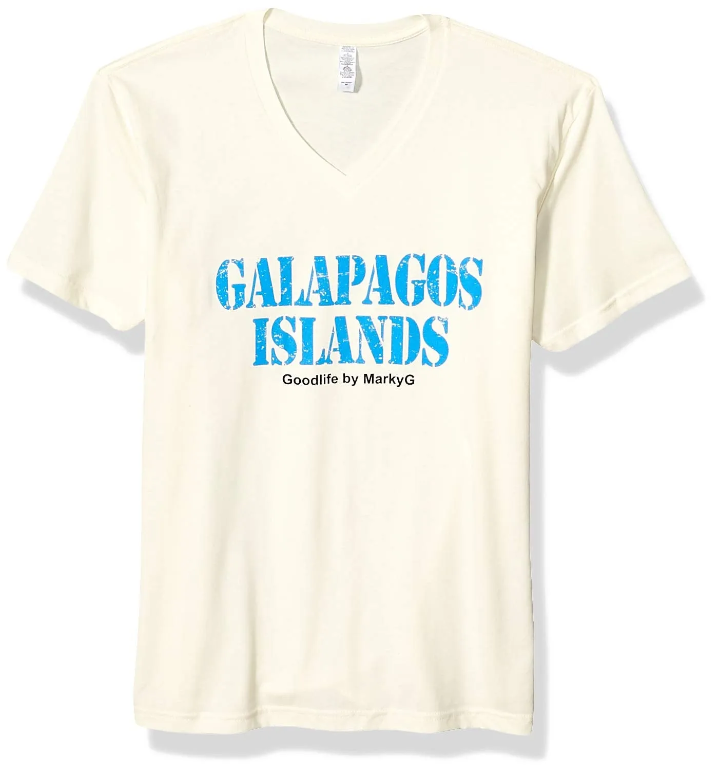 Marky G Apparel Men's Printed Galapagos Islands Graphic Premium Fitted Sueded Short Sleeve V-Neck T-Shirt