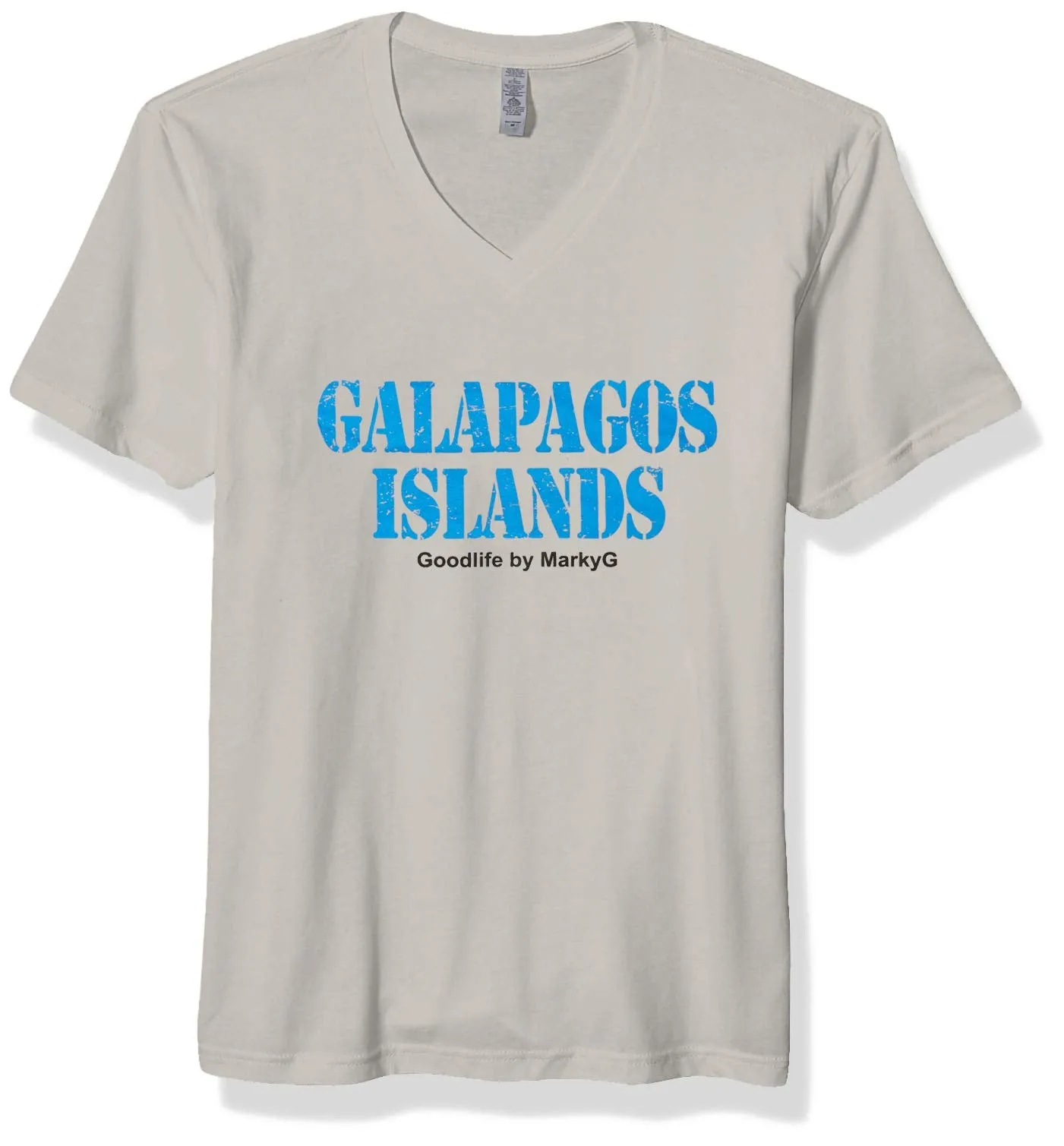 Marky G Apparel Men's Printed Galapagos Islands Graphic Premium Fitted Sueded Short Sleeve V-Neck T-Shirt