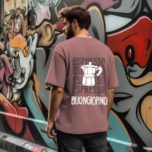 Men Mauve Typography Oversized T-shirt