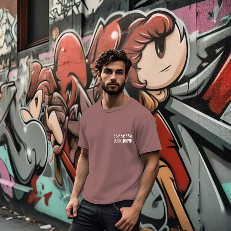 Men Mauve Typography Oversized T-shirt