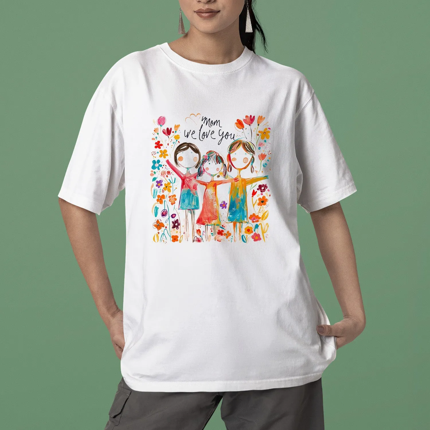 Mom And Children Sweatshirt, Family Drawing Shirt, Kids Drawing Shirt, Mom Shirt With Kids Art, Mama Shirt, Mom Shirt, Mother's Day Gift, Happy Mother's Day