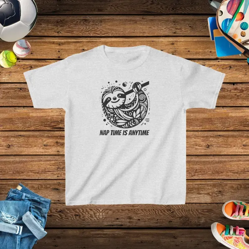 Nap Time Sloth Kids Heavy Tee for Cozy Fun