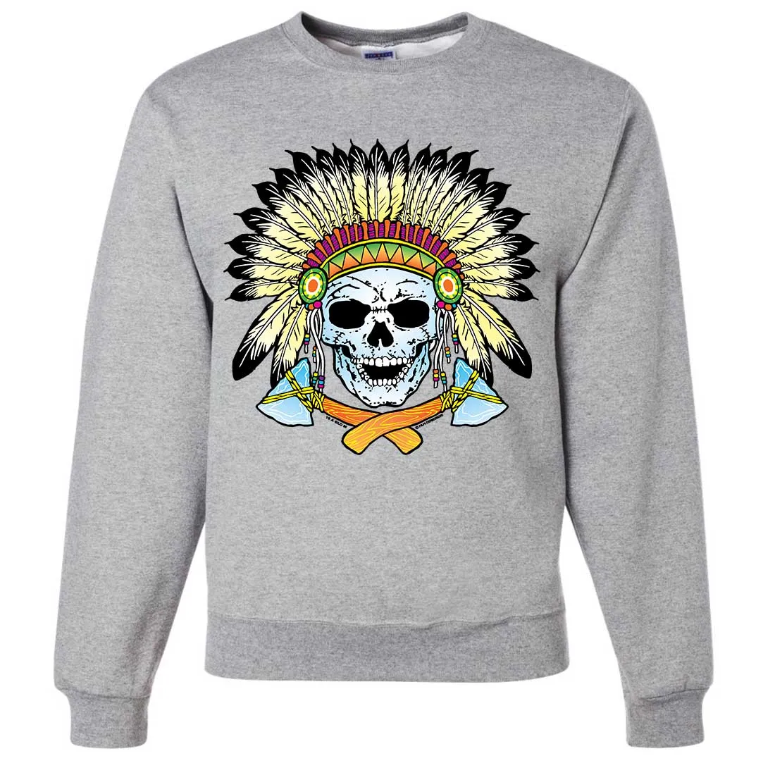Native American Indian Skeleton Tomahawk Chief Crewneck Sweatshirt