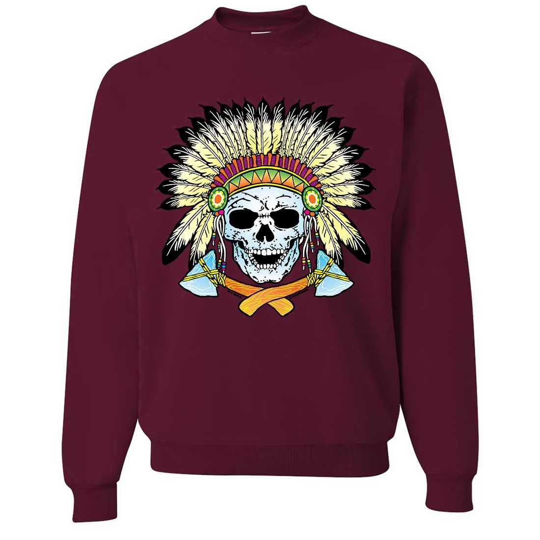Native American Indian Skeleton Tomahawk Chief Crewneck Sweatshirt