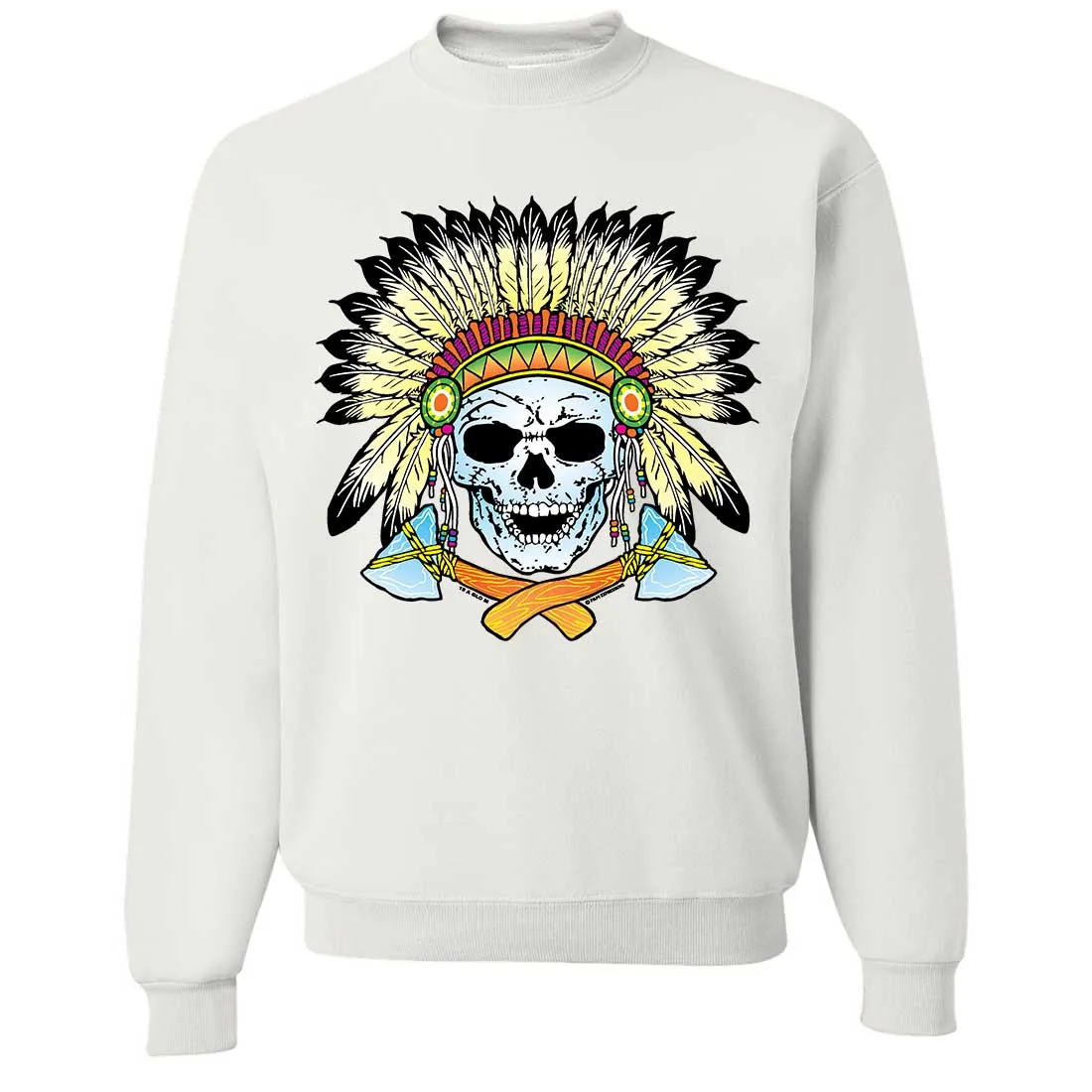 Native American Indian Skeleton Tomahawk Chief Crewneck Sweatshirt