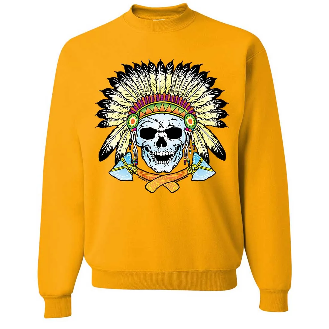 Native American Indian Skeleton Tomahawk Chief Crewneck Sweatshirt