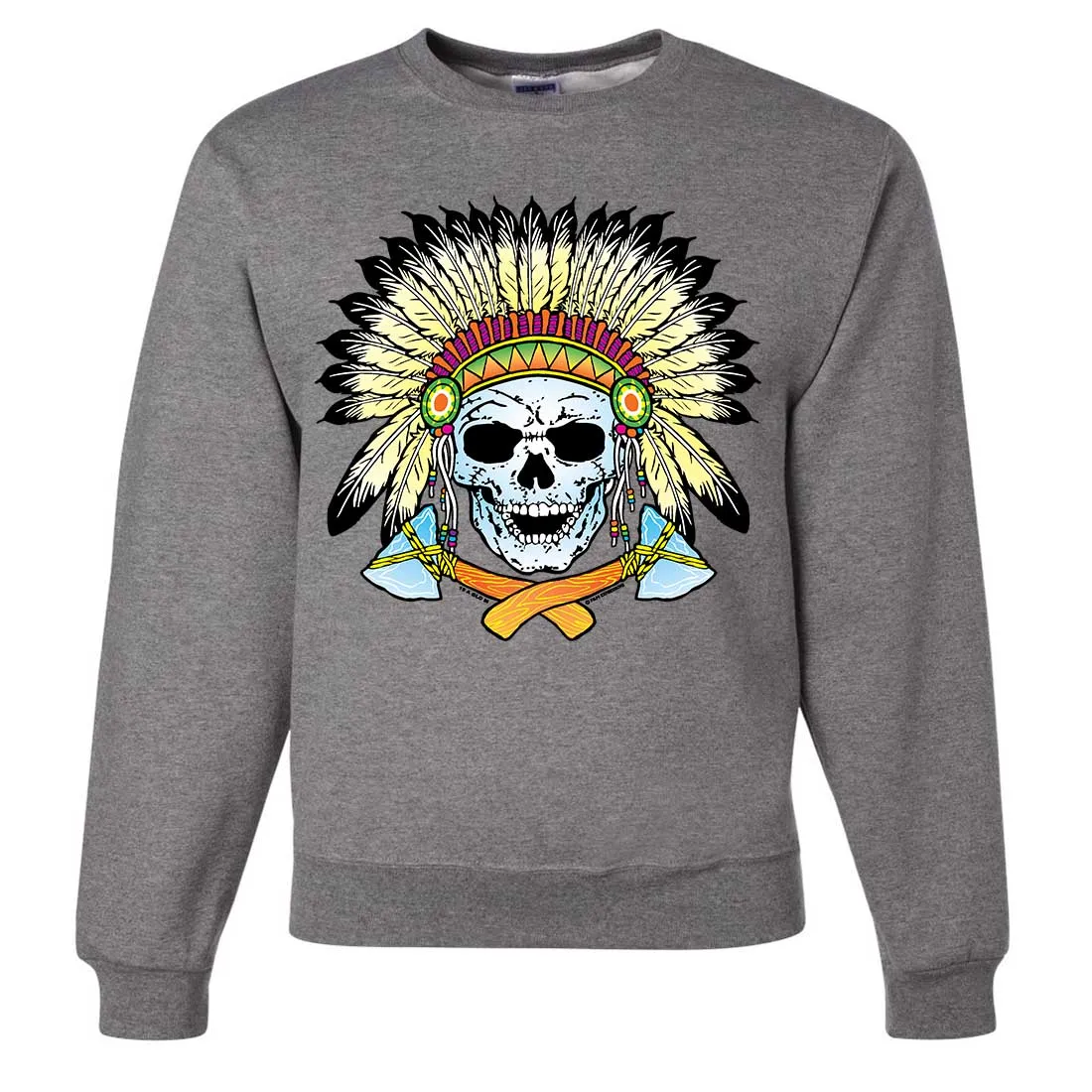 Native American Indian Skeleton Tomahawk Chief Crewneck Sweatshirt