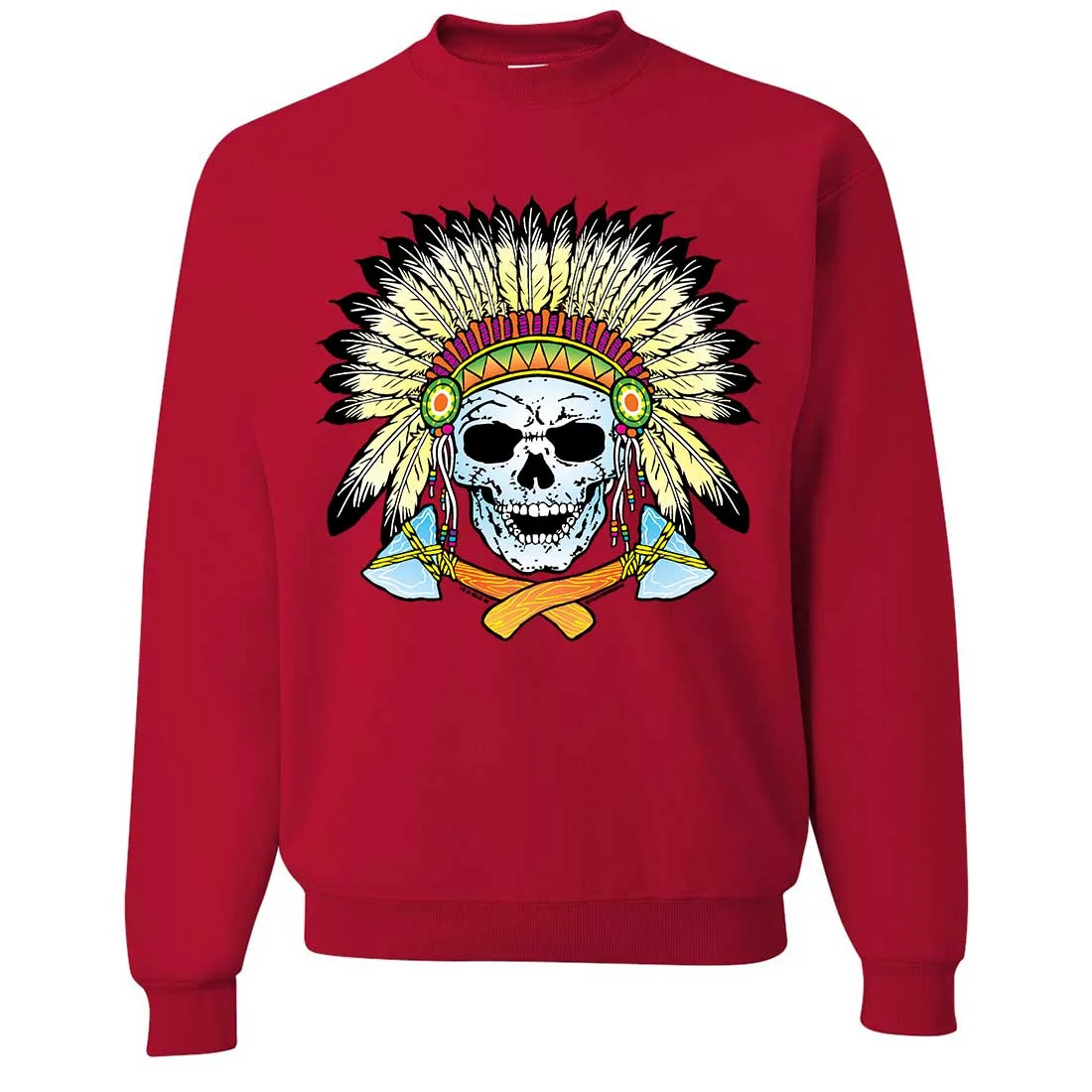 Native American Indian Skeleton Tomahawk Chief Crewneck Sweatshirt