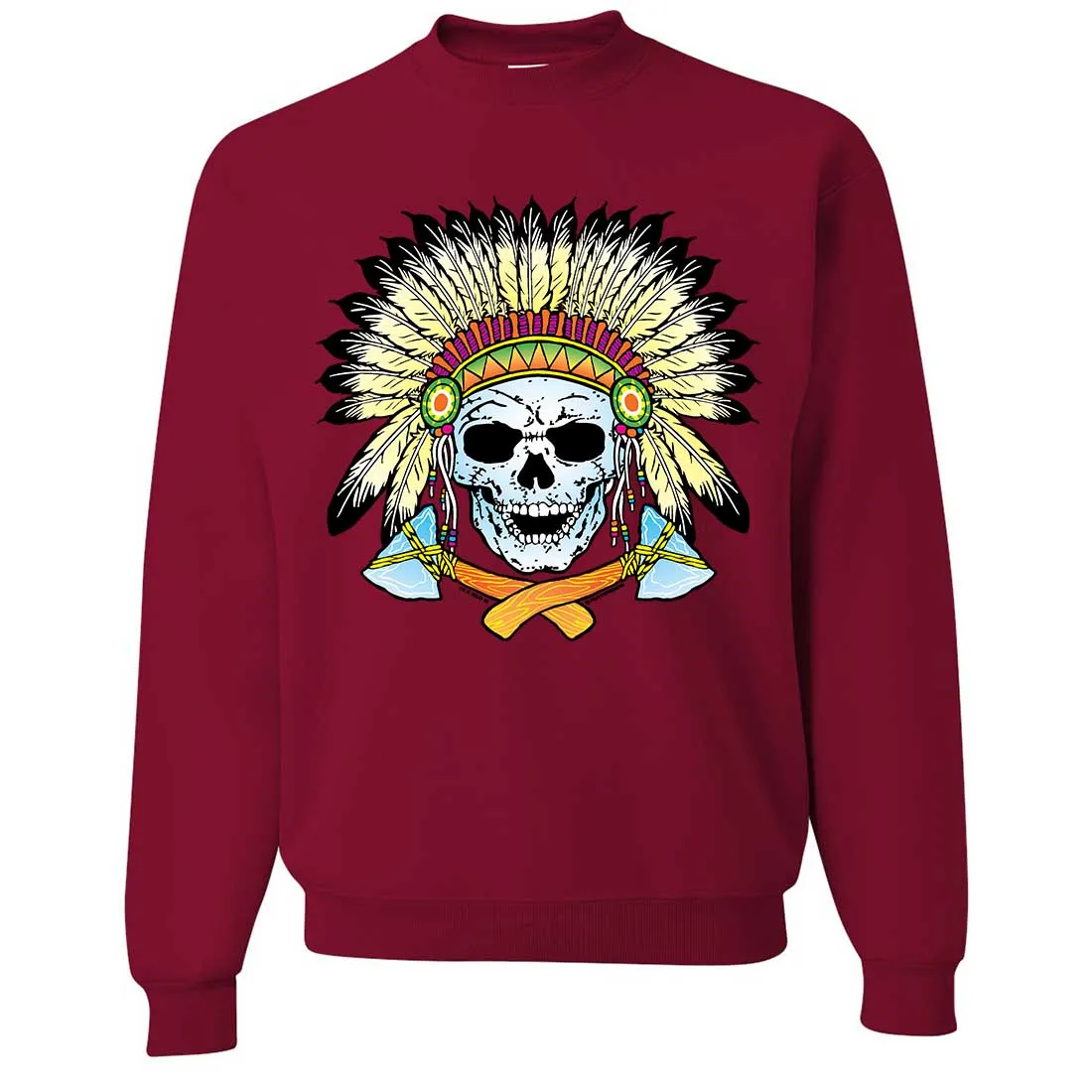 Native American Indian Skeleton Tomahawk Chief Crewneck Sweatshirt