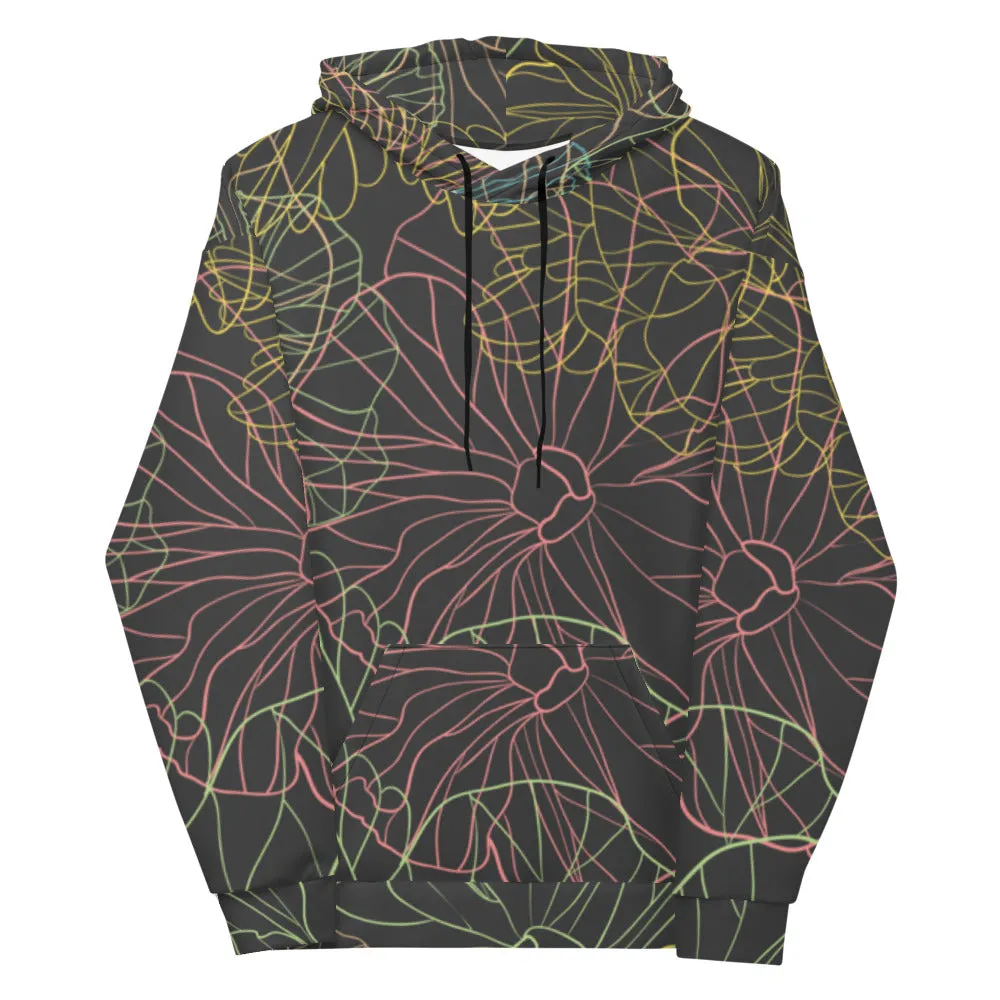 Neon dark Floral - Sustainably Made Hoodie
