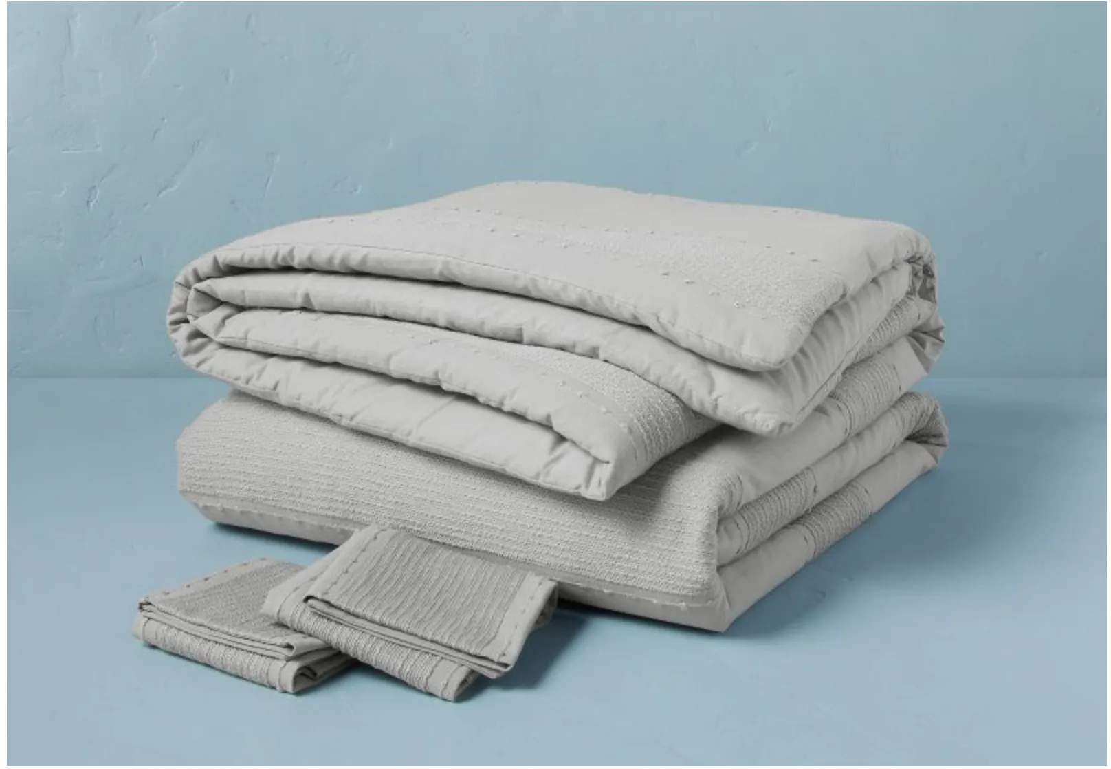 New Great Quality Slub Center Stripe Comforter Set - Hearth & Hand with Magnolia in Grey Sz Full/Queen! Joanna Gaines Exclusive Collection! Retails $175 