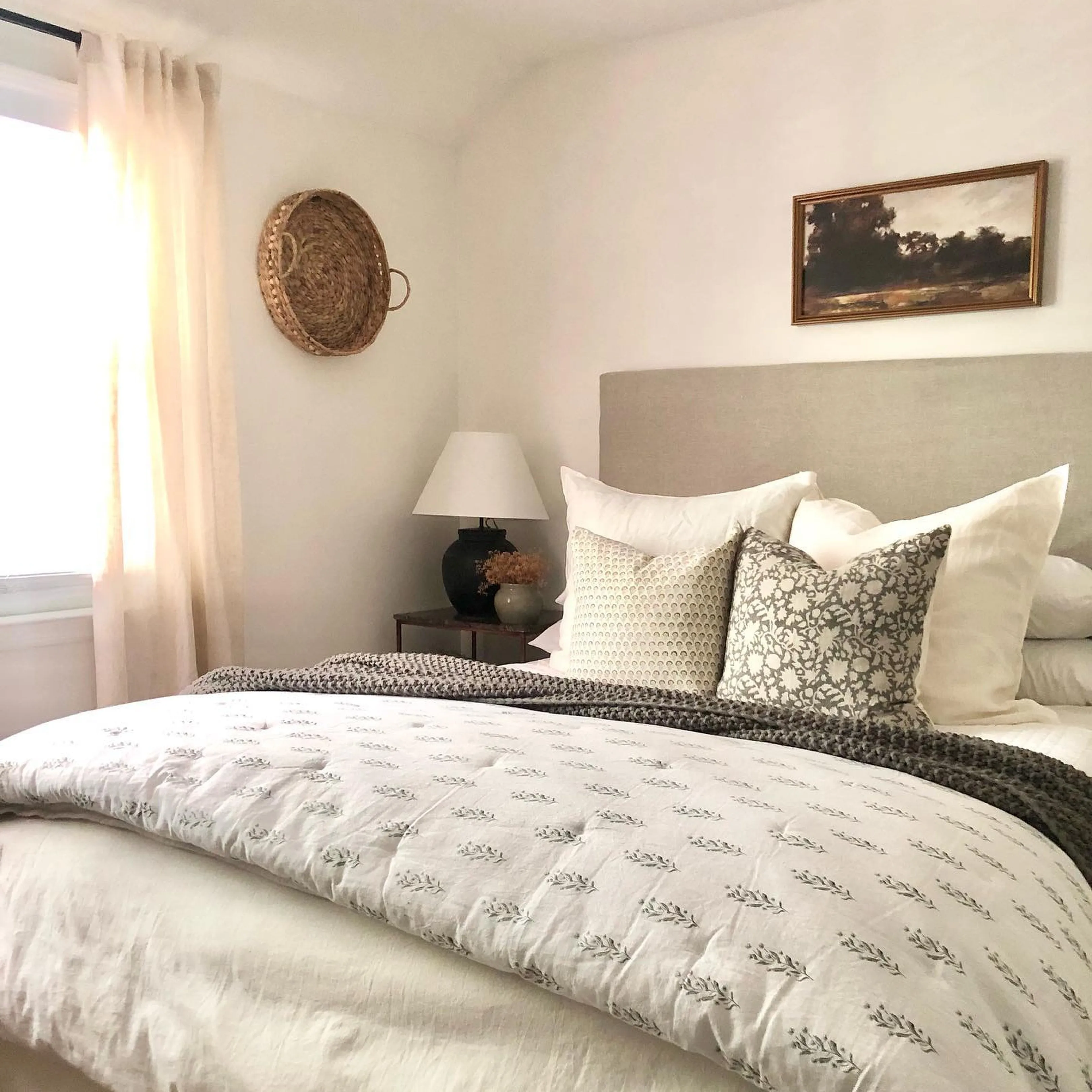 New Lofty Cotton Slub Wood Block Floral Quilt White - Threshold™ designed with Studio McGee in King!