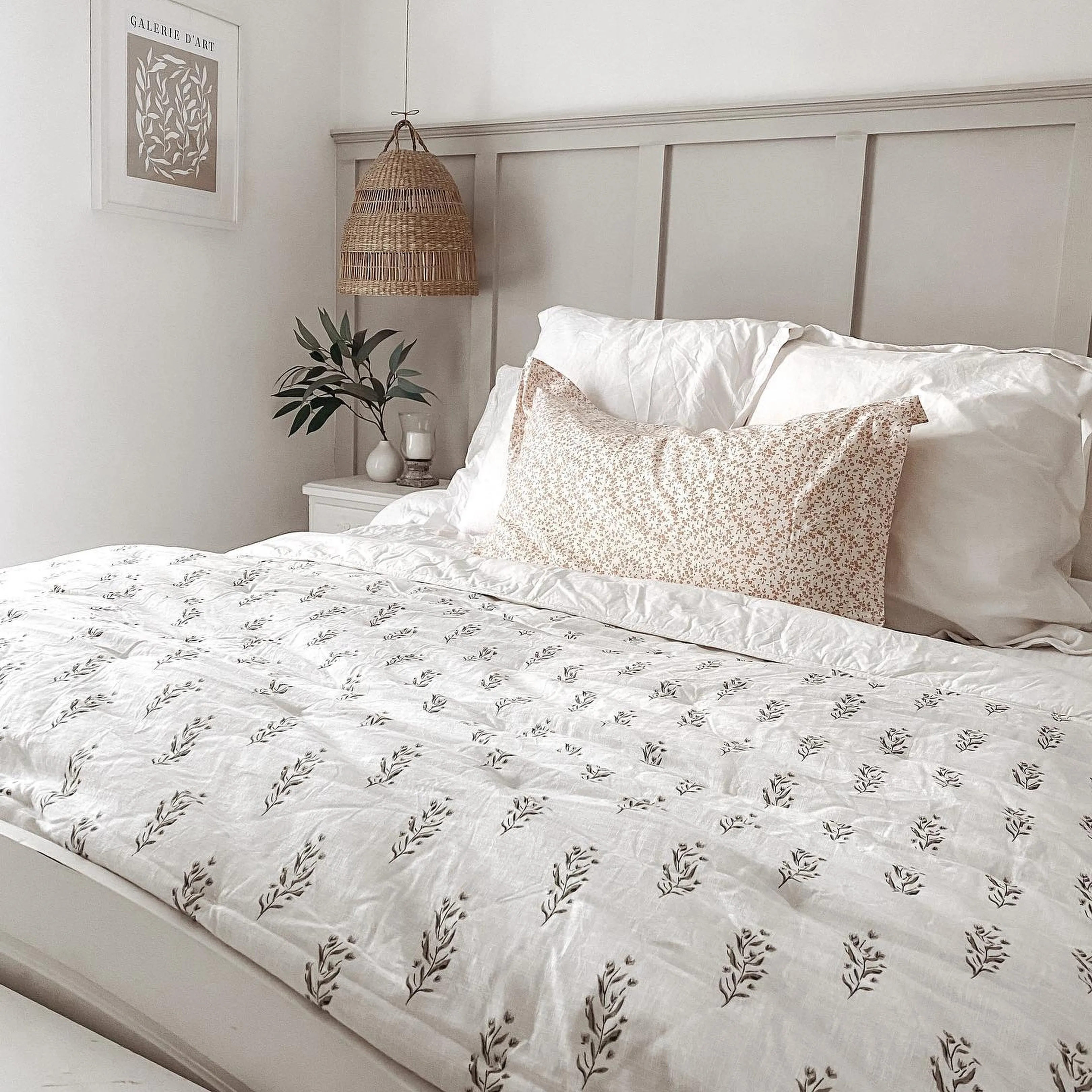 New Lofty Cotton Slub Wood Block Floral Quilt White - Threshold™ designed with Studio McGee in King!