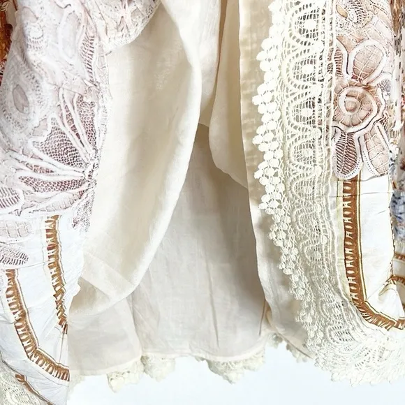 NEW Sundance cotton lace trim boho floral Victorian midi skirt