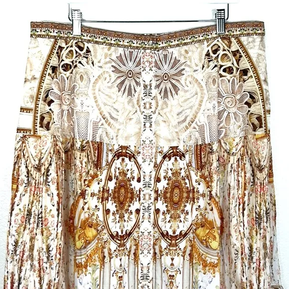 NEW Sundance cotton lace trim boho floral Victorian midi skirt