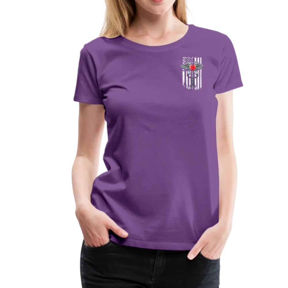 Nurse Flag Caduceus Stethoscope Heart Women’s Premium T-Shirt (CK1821)