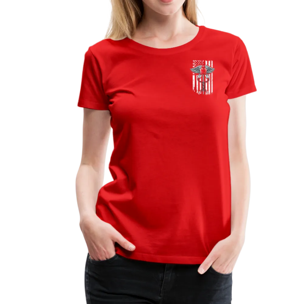 Nurse Flag Caduceus Stethoscope Heart Women’s Premium T-Shirt (CK1821)