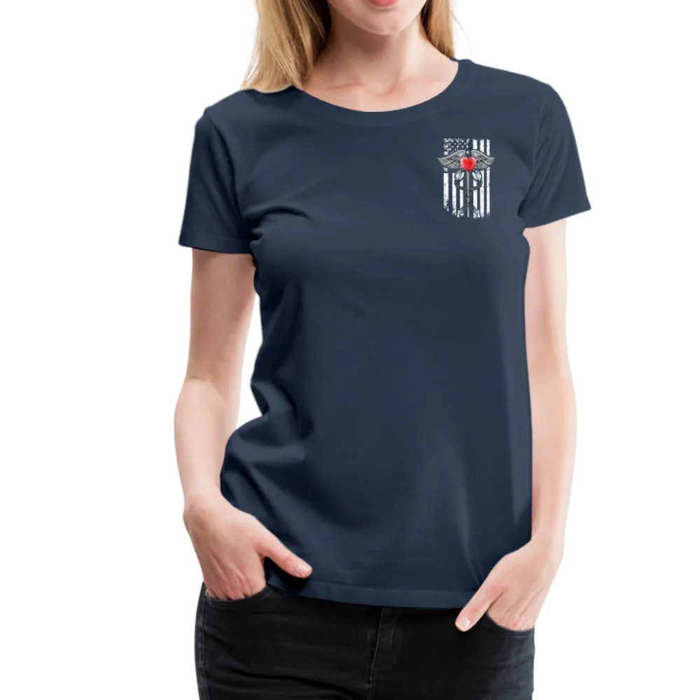 Nurse Flag Caduceus Stethoscope Heart Women’s Premium T-Shirt (CK1821)