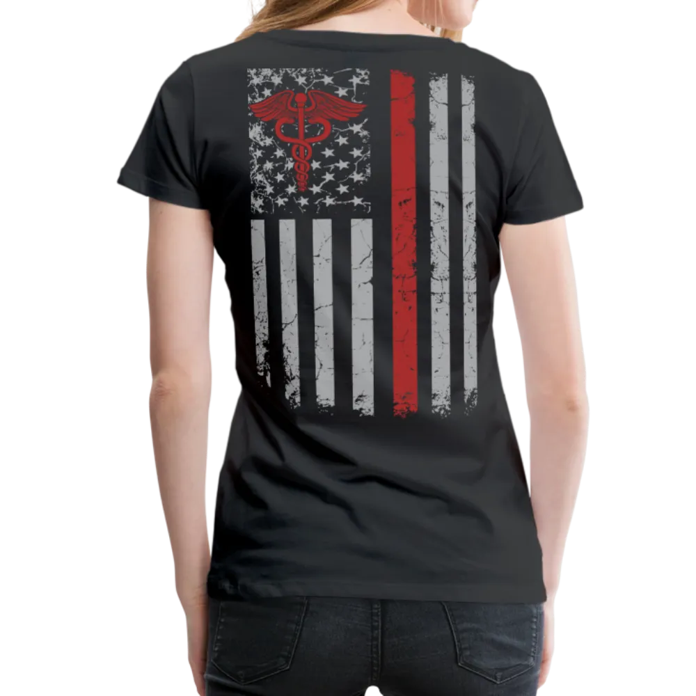 Nurse Flag Red with Stethoscope on front Women’s Premium T-Shirt