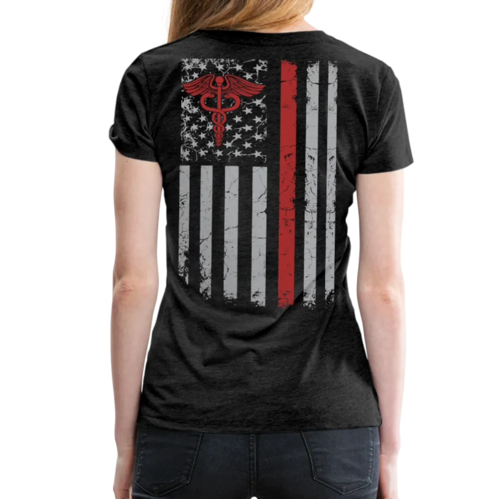 Nurse Flag Red with Stethoscope on front Women’s Premium T-Shirt