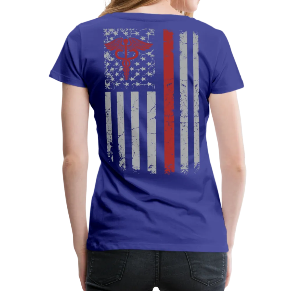 Nurse Flag Red with Stethoscope on front Women’s Premium T-Shirt