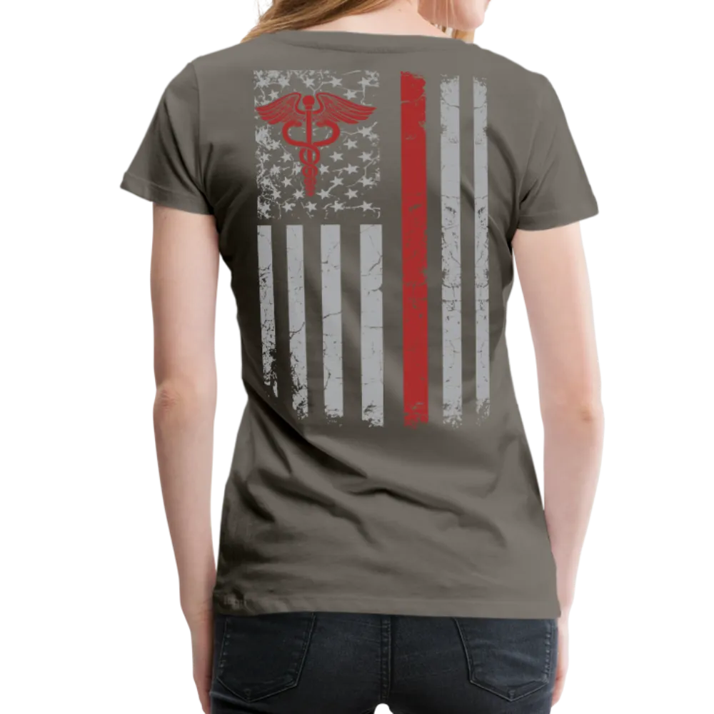 Nurse Flag Red with Stethoscope on front Women’s Premium T-Shirt