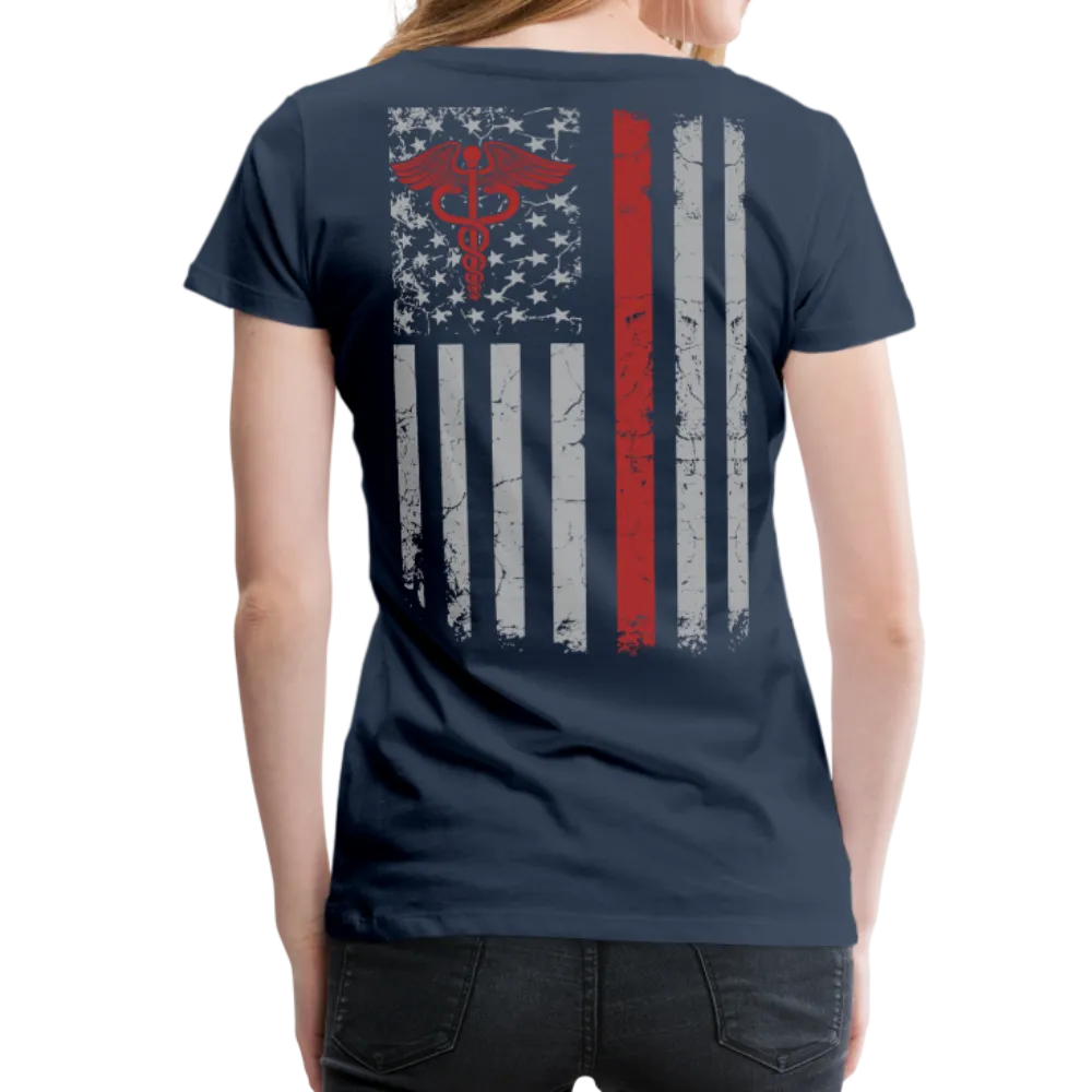 Nurse Flag Red with Stethoscope on front Women’s Premium T-Shirt