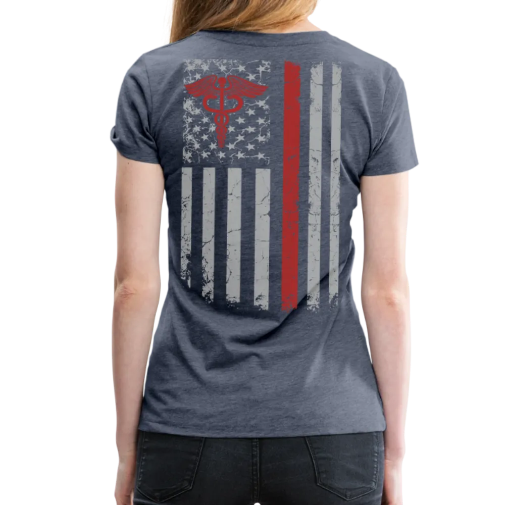 Nurse Flag Red with Stethoscope on front Women’s Premium T-Shirt