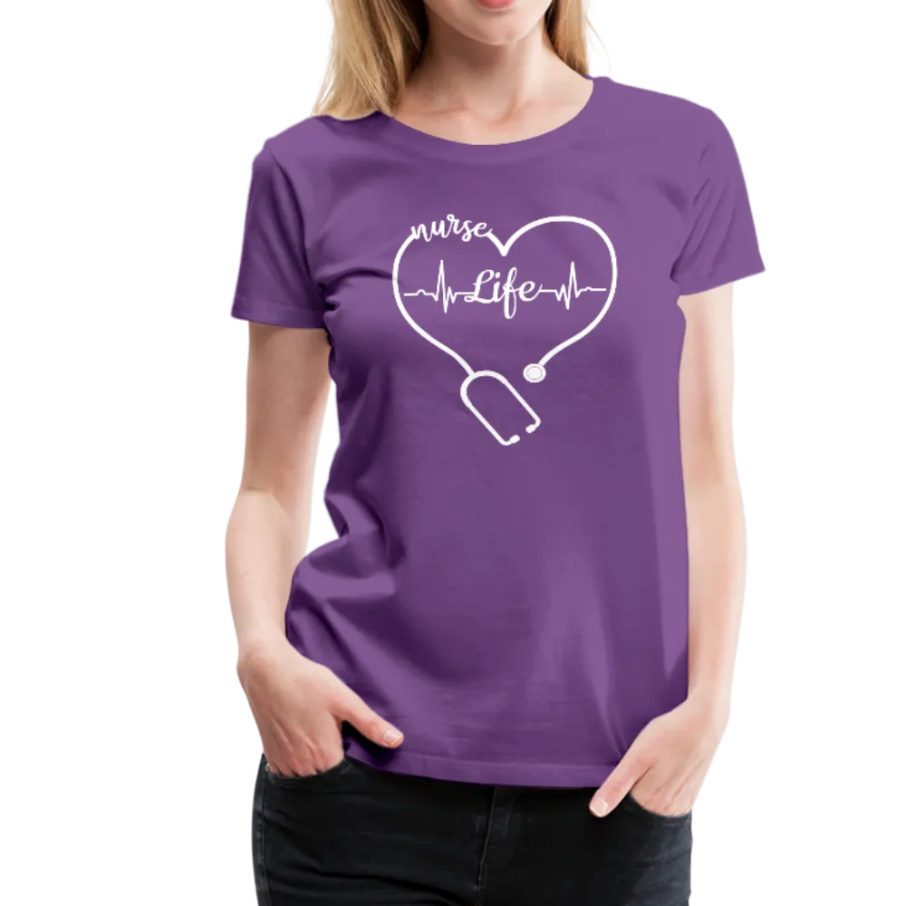 Nurse Life Heart Stethoscope and Heartbeat Women’s Premium T-Shirt (CK1658)