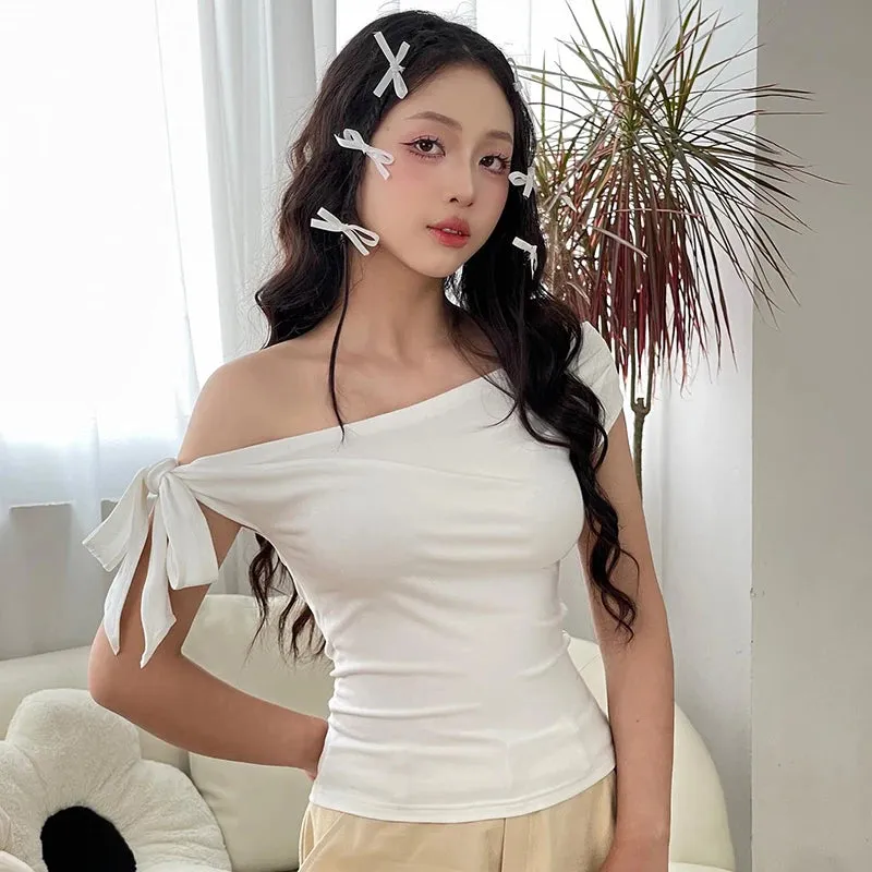 One-Shoulder Twist Tie Shirt