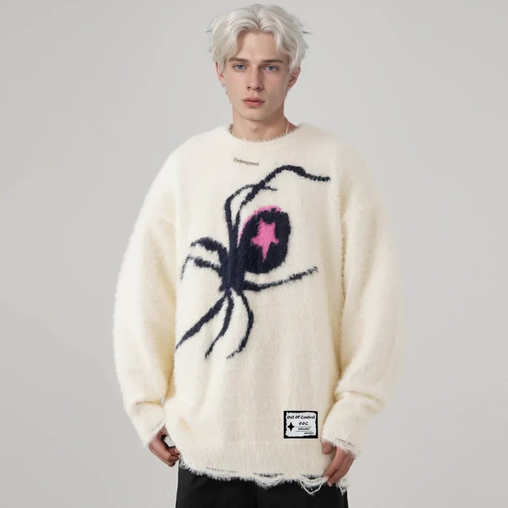 OOC' Hip Hop Pentagram Spider Sweater