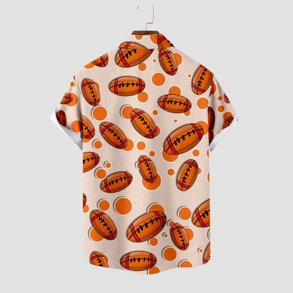 Orange Rugby Printing Men's Short Sleeve Shirt