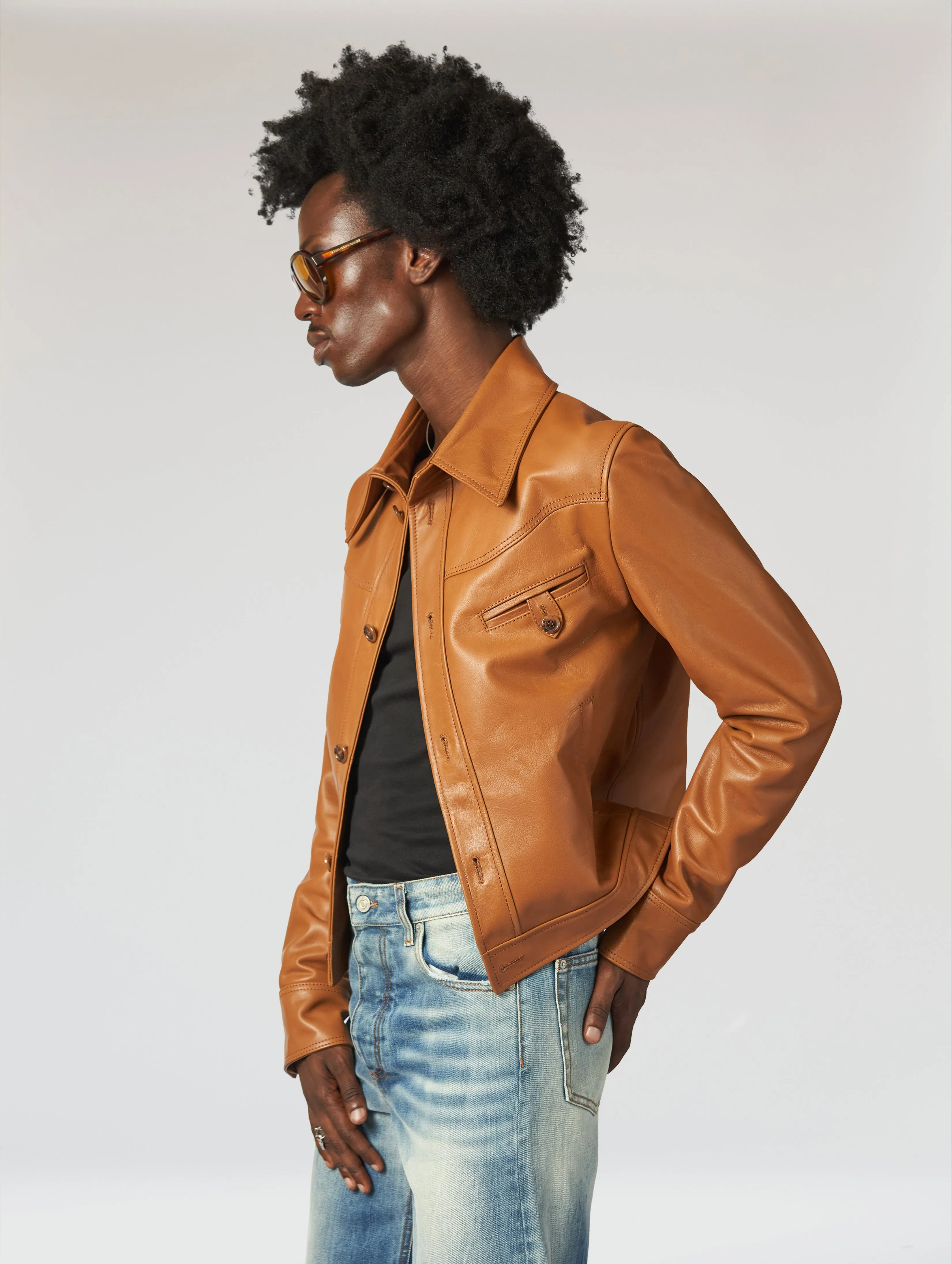 PABLO LEATHER JACKET IN CAMEL - Man