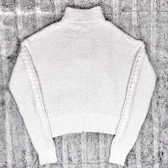 PacSun L.A. Hearts White Knit 1/4 Zip Long Sleeve Sweater Ribbed Neck Hem Size S
