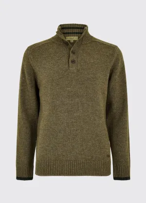 Parkplace Men's Button Neck Knitted Sweater - Dusky Green - Sample