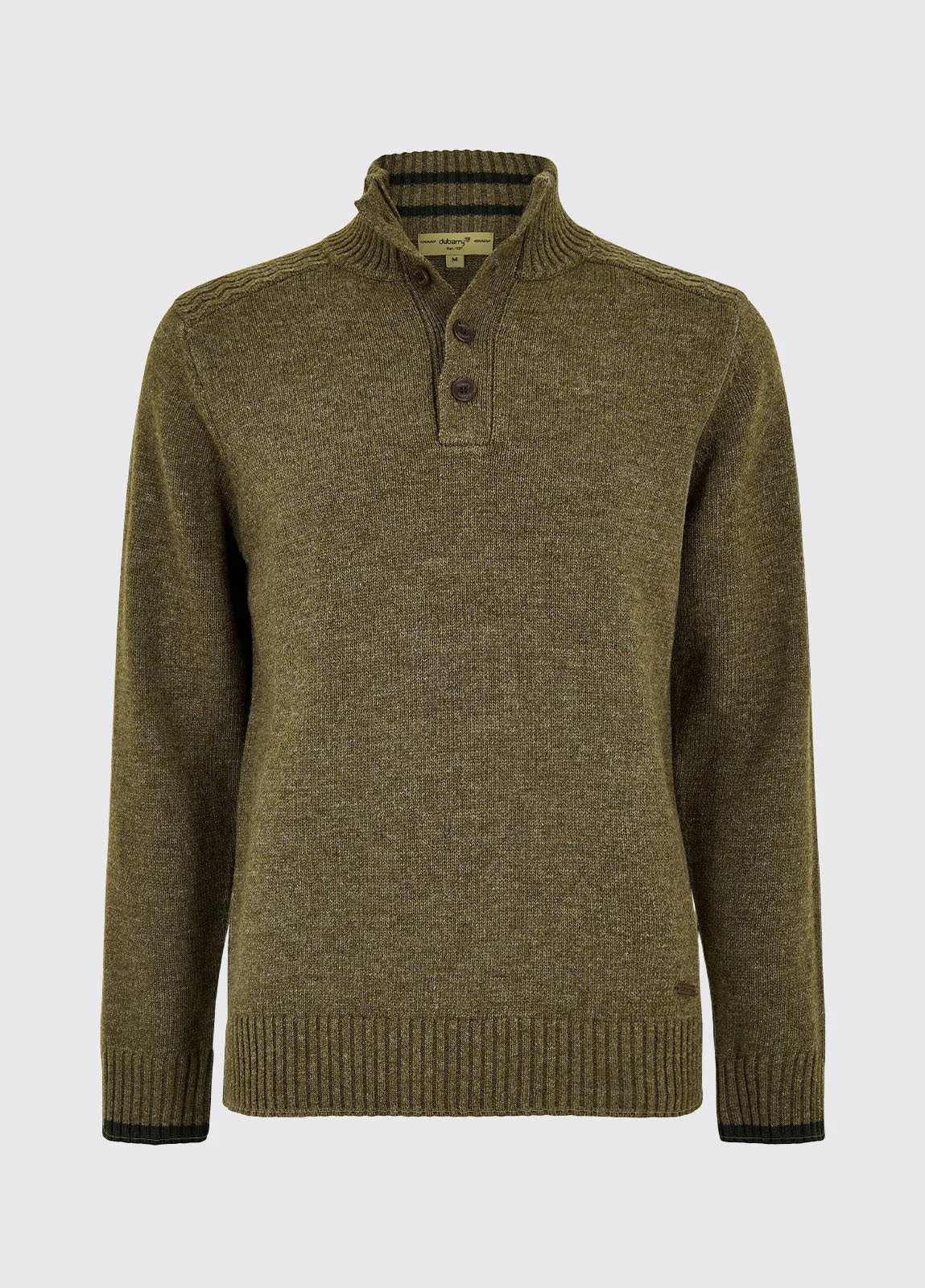 Parkplace Men's Button Neck Knitted Sweater - Dusky Green - Sample