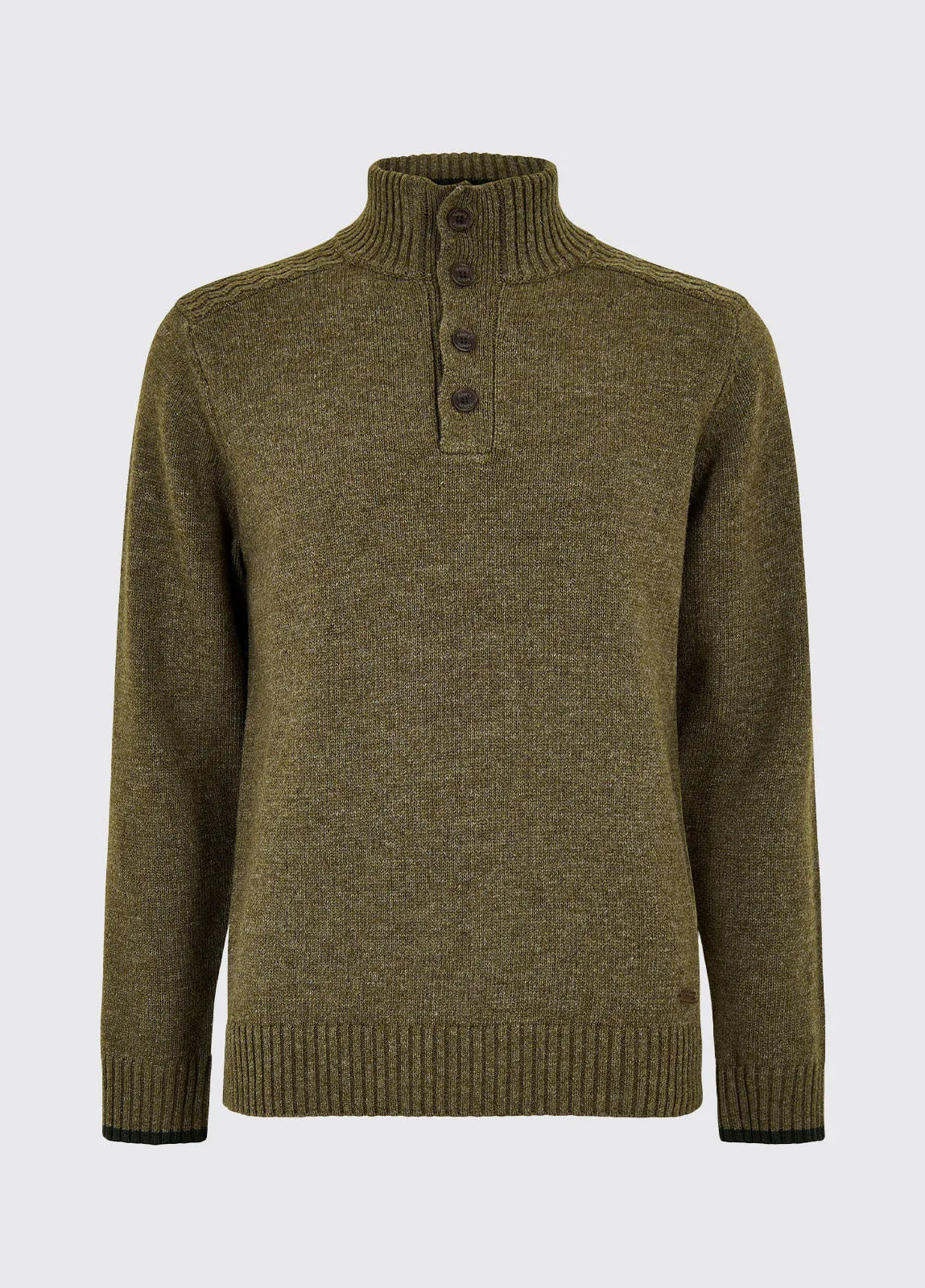 Parkplace Men's Button Neck Knitted Sweater - Dusky Green - Sample
