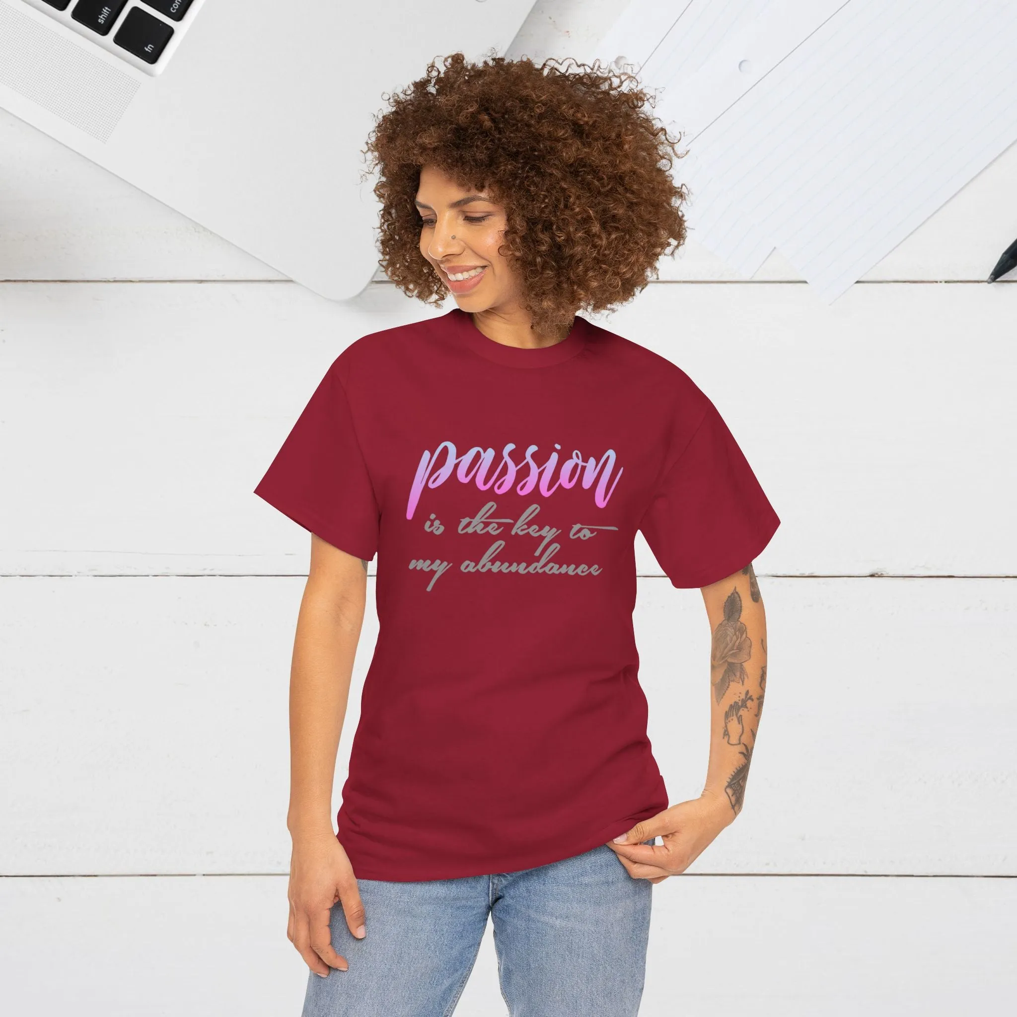 Passion is the Key Unisex Heavy Cotton Tee - Motivational T-Shirt for Inspiration and Abundance